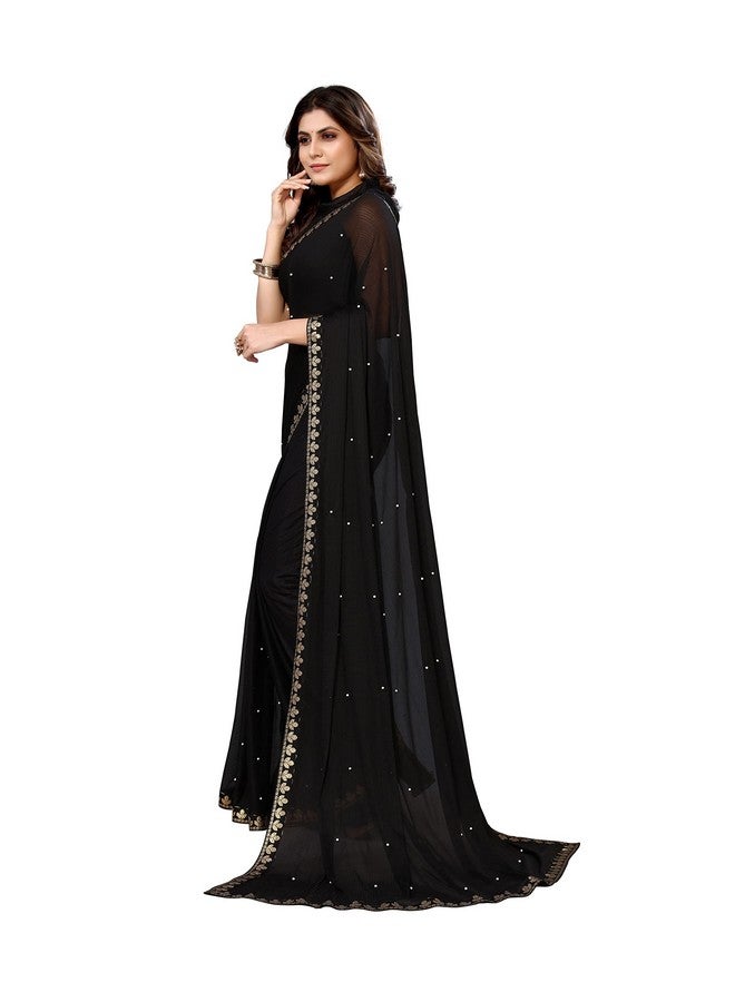 YASHIKA Yashika Women's Lycra Blend Saree (AARIYA Black - Image 4