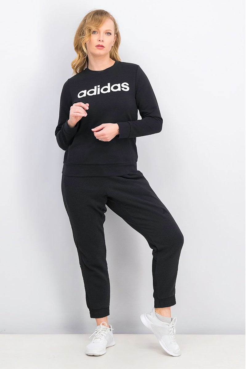 Adidas Women Sport Fit Long Sleeve Brand Logo Sweatshirt, Black - Image 2