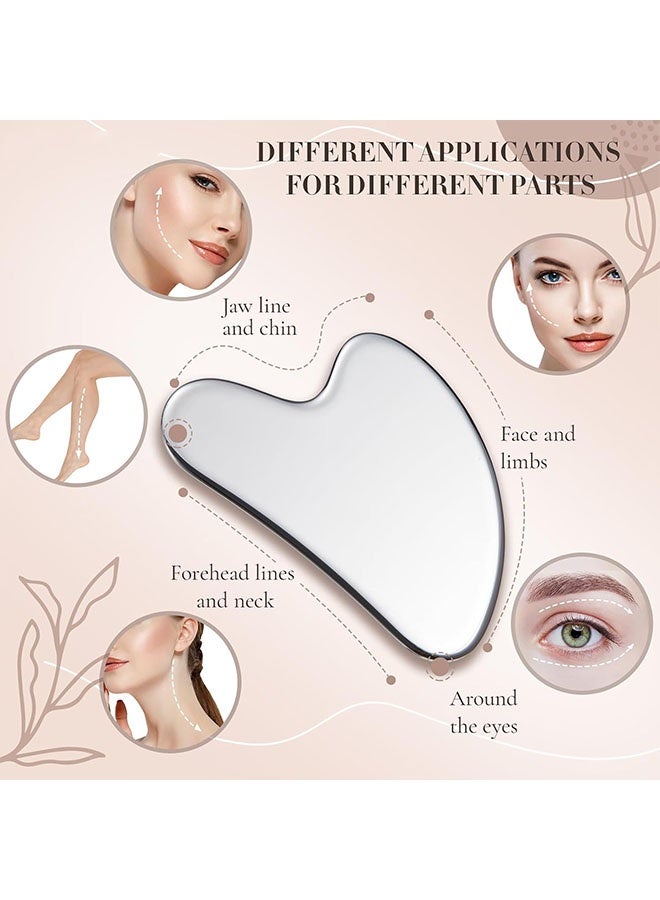 الفولاذ المقاوم للصدأ غوا شا أداة الوجه مع كيس التخزين، أداة الفولاذ المقاوم للصدأ للوجه سبا التدليك، مكافحة الشيخوخة، التجاعيد والذقن المزدوج، تدليك رفع الوجه للعيون، الجسم، الرقبة، الظهر، الساقين - Image 3