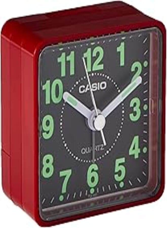Casio Collection Wake Up Timer Digital Alarm Clock TQ-140-4EF, Red