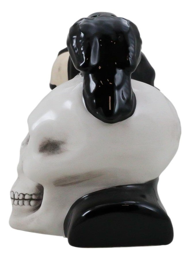 Ebros Gift Gothic Poet Edgar Allen Poe With Black Raven Crow On Skull Decorative Ceramic Salt And Pepper Shakers Figurines Quoth The Raven Nevermore Macabre - Image 3