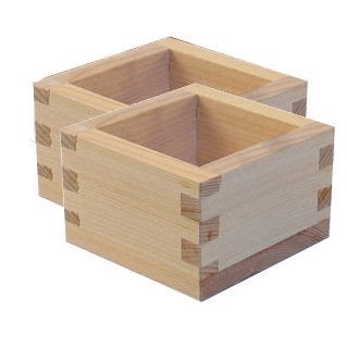 JapanBargain 3323x2 Wooden Sake Cups Masu Japanese Hinoki Wood Saki Cup Box Made in Japan Plain 2 ounce Set of 2