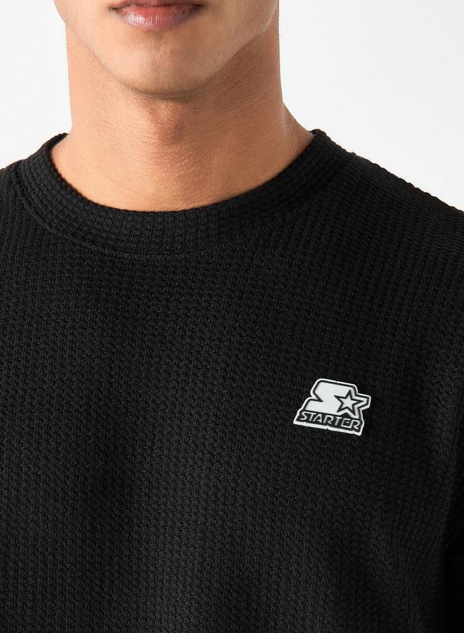 Starter Logo Applique Crew Neck T-shirt with Short Sleeves - Image 4