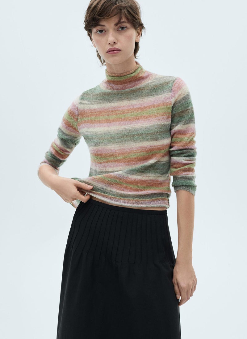 MANGO Stand-Collar Striped Sweater  - Image 1