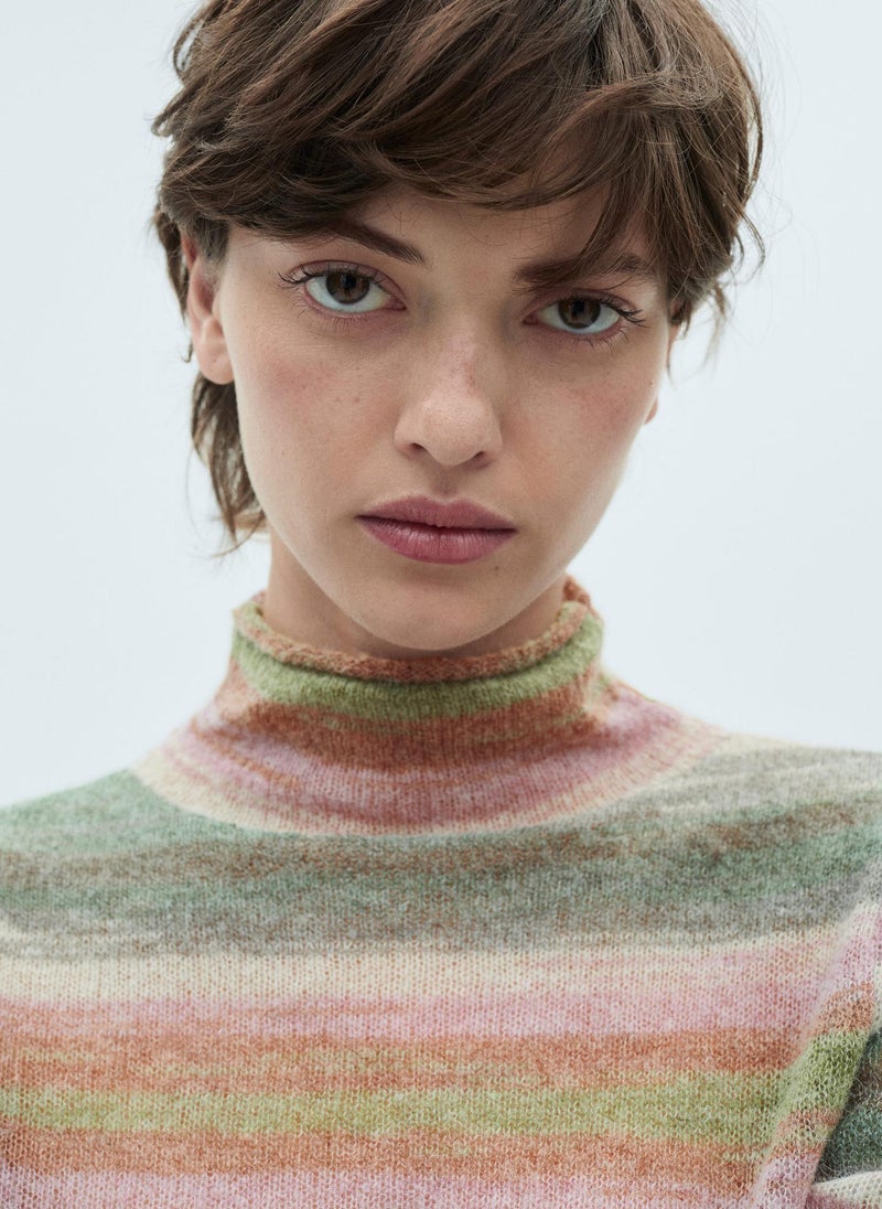 MANGO Stand-Collar Striped Sweater  - Image 3