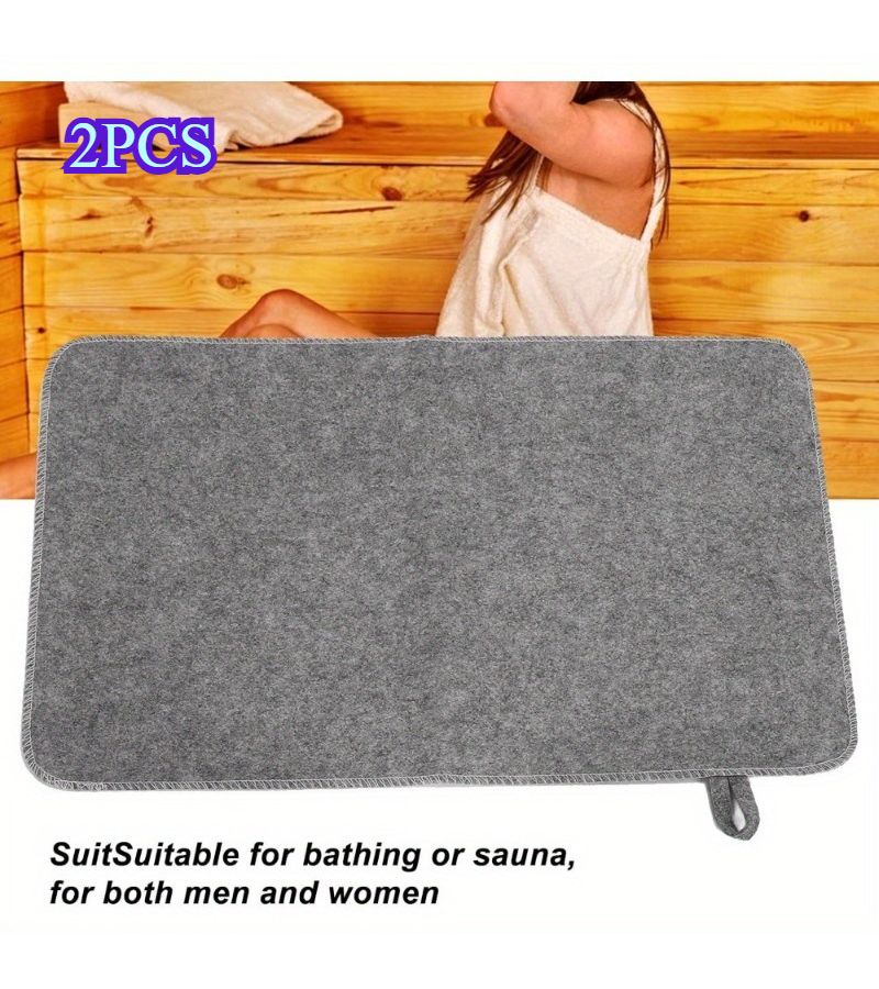 2pcs Black And White Reusable Insulated Floor Mats And Seat Cushions Soft Non Slip Felt Pads For Sauna Bathroom Shower Use Enhance Comfort Warmth - Image 1