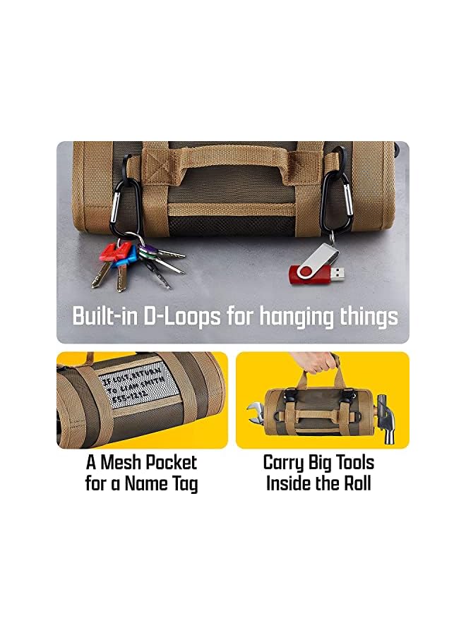promass Tool Roll Bag, Roll Up Tool Bag, Heavy Duty Hardware Tool Organizer, Small Tool Bag With Detachable Bag, 6 Tool Bags, Tool Roll Bag For Mechanic/Electrician/Motorcycle/Truck - Image 5