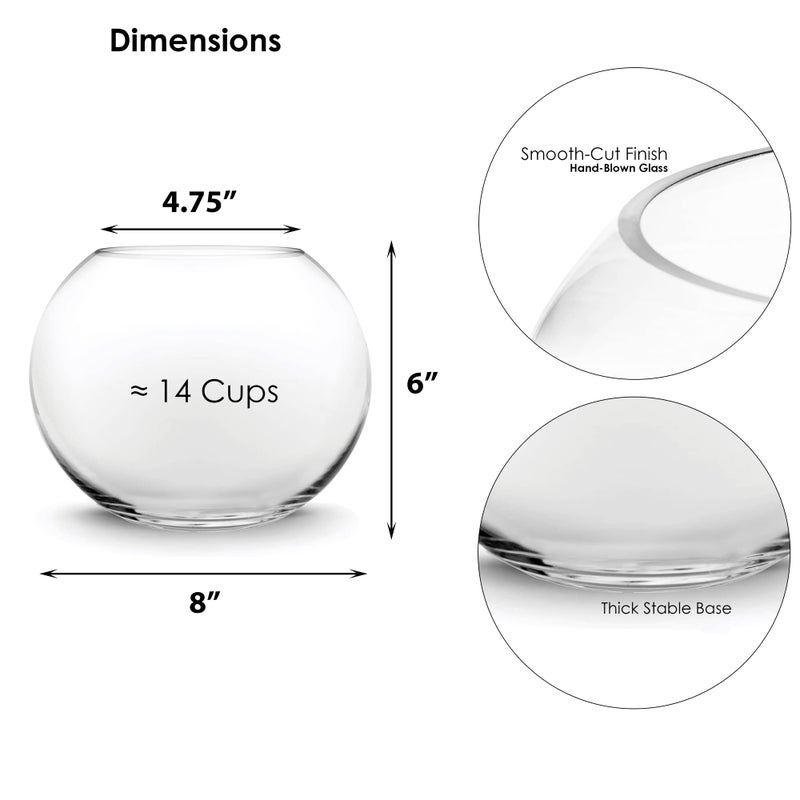 سي واي إس إكسيل Cys Excel Glass Bubble Bowl (H-6 "" W-8 "" تقريبًا 3/4 Gal.) | خيارات متعددة الحجم الأسماك مزهرية | الزجاج جولة وعاء terrarium | Globe Flower Vase Centrence - Image 2