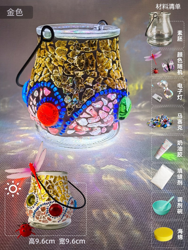 Glass Mosaic Candlestick Diy Material Package Thanksgiving Lamp Handmade Family Educational Toys Crystal Luminous Gift - Image 1