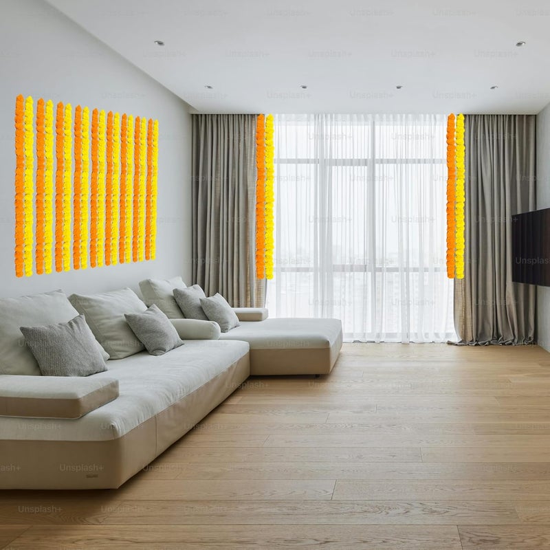 pop colours Artifical Marigold Fluffy Flower Garlands Orange and Yellow Pooja Festival Office Decoration Pooja Room Thoran Decoration 10 Pcs - Image 4