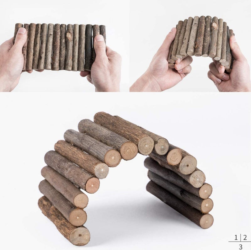 Natural Wooden Rod Bridge - Hamster Mouse Rat Rodents Toy
