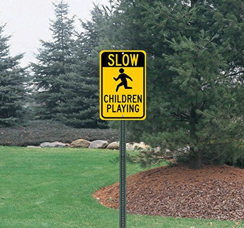 Brady 124435 Traffic Control Sign, Legend "Slow Children Playing", 18" Height, 12" Width, Black on Yellow - Image 2