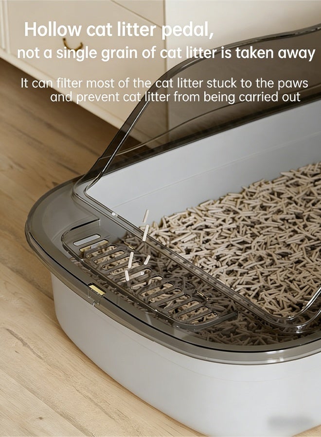 إتش كيو جيمنغ صندوق فضلات للقطط، مانع للتناثر، حافة قابلة للفصل لسهولة التنظيف، صينية فضلات كبيرة وعميقة بجوانب مرتفعة للقطط الصغيرة والكبيرة، يتضمن مغرفة غربلة، للتحكم في الروائح، تصميم مانع للتسرب - Image 5