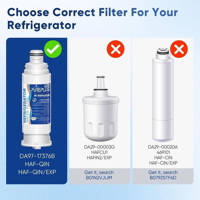 Pure Plus DA97-17376B NSF 53&42 Certified Water Filter Replacement for Samsung HAF-QIN, HAF-QIN/EXP, DA97-08006C, RF23M8070SG, RF23M8070SR, RF23M8090SG, RF23M8090SR, RF23M8570SR Refrigerator, 3Pack - Image 3