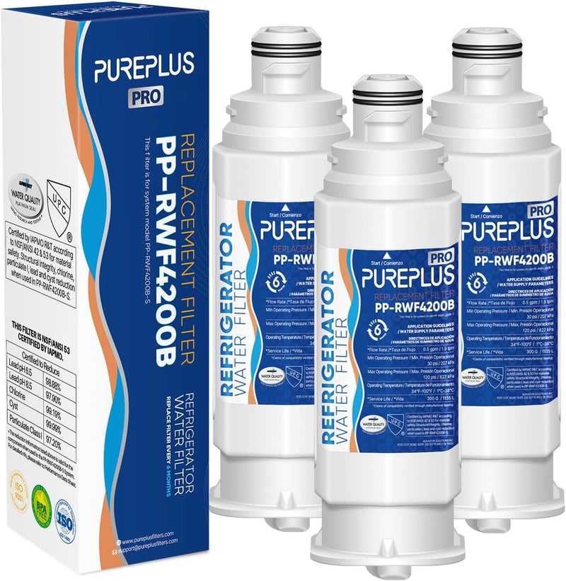 Pure Plus DA97-17376B NSF 53&42 Certified Water Filter Replacement for Samsung HAF-QIN, HAF-QIN/EXP, DA97-08006C, RF23M8070SG, RF23M8070SR, RF23M8090SG, RF23M8090SR, RF23M8570SR Refrigerator, 3Pack - Image 1