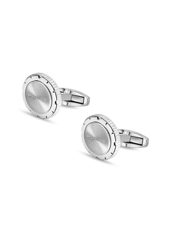 POLICE Reflector Silver Textured Cufflinks for Men - Image 2