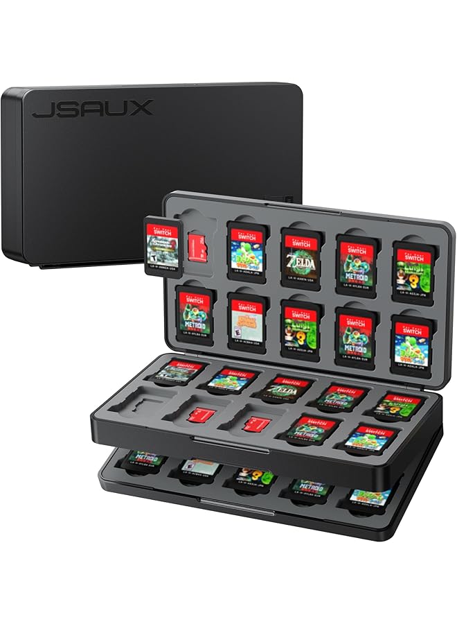 jsaux Game Card Case Compatible With Nintendo Switch 2 (2025) Switch Oled & Lite 40 Slot Hard Shell Storage Holder For 40 Game Cartridges & Micro Sd Cards Compact Gaming Card Organizer Box Black - Image 1