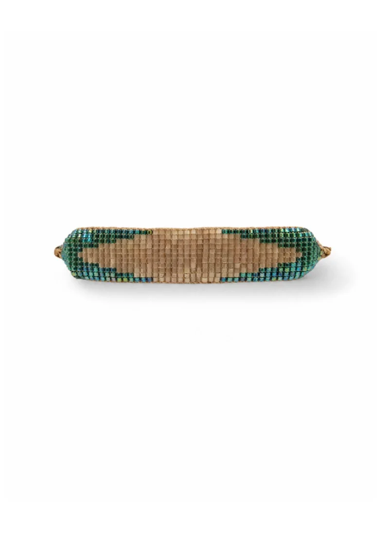 Beaded bracelets gold&green