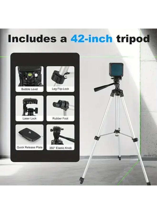 مستوى الليزر الأزرق مع حامل ثلاثي 360 ذاتي التسوية شعاع أخضر أفقي رأسي - Image 4