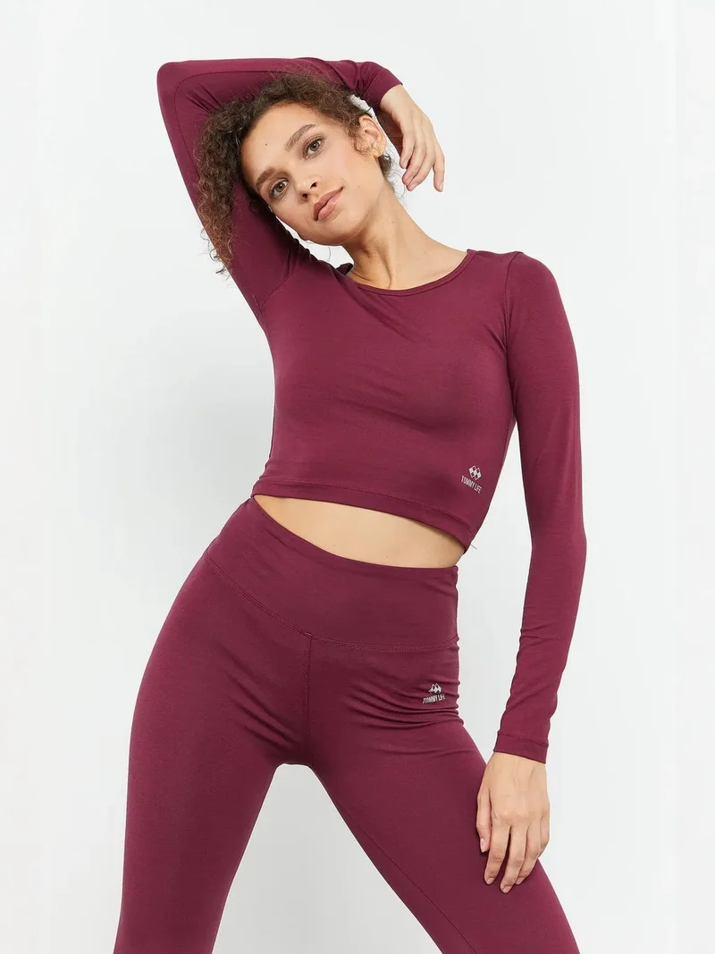 تومي لايف TOMMY Slim-Fit Long Sleeve Crop Top