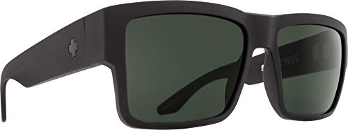 SPY Optic Cyrus, Square Sunglasses, Color and Contrast Enhancing Lenses, Matte Black - Happy Gray Green Lenses - Image 1