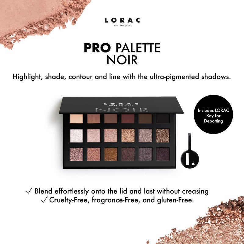 LORAC PRO Matte & Shimmer Eyeshadow Palette, Noir | Glitter | Mirror Compact | Cruelty Free, Gluten Free, Vegan - Image 2