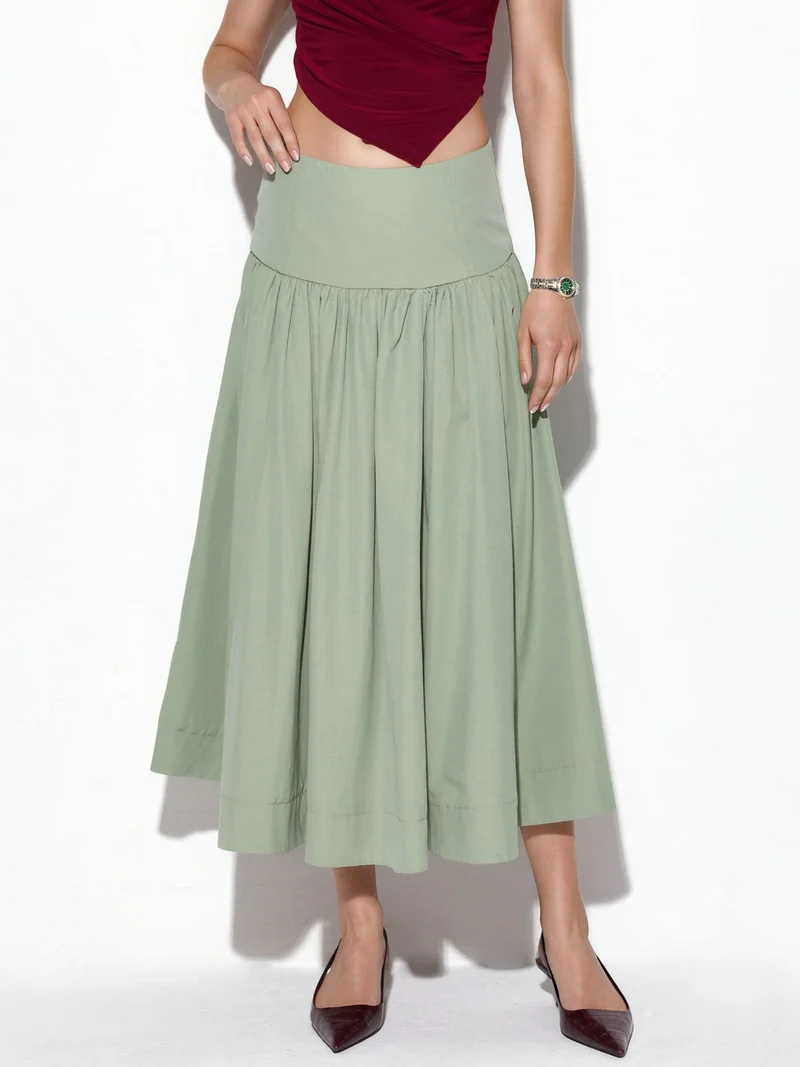 بوسيم BUSEM High-Waist A-Line Midi Skirt