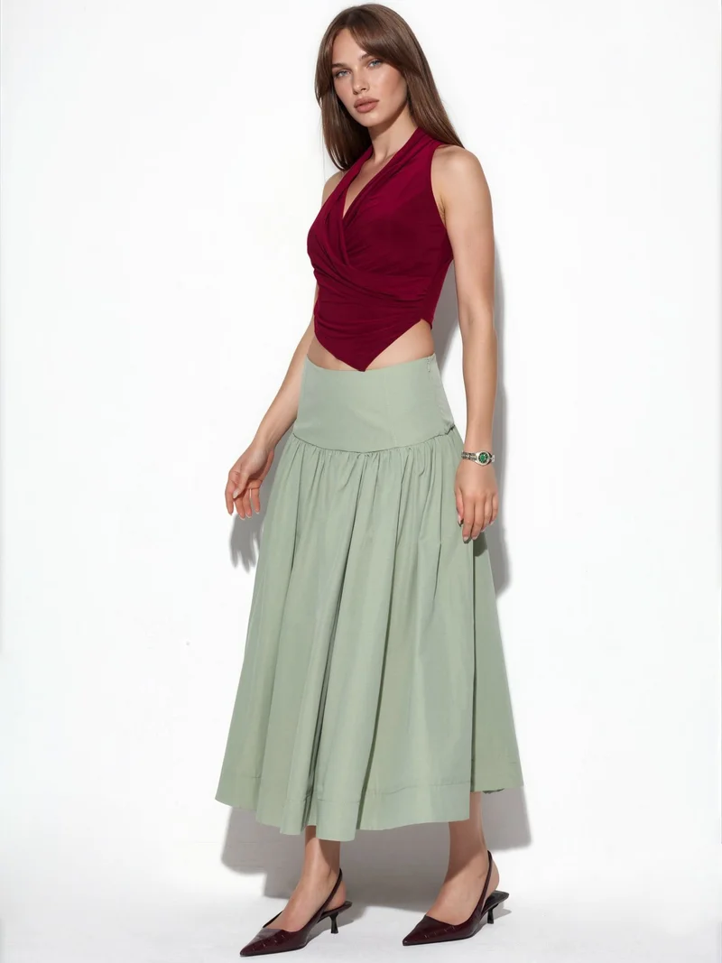 بوسيم BUSEM High-Waist A-Line Midi Skirt