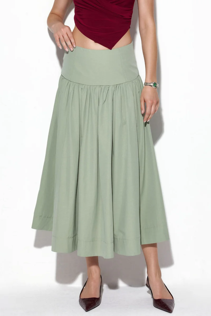 BUSEM High-Waist A-Line Midi Skirt
