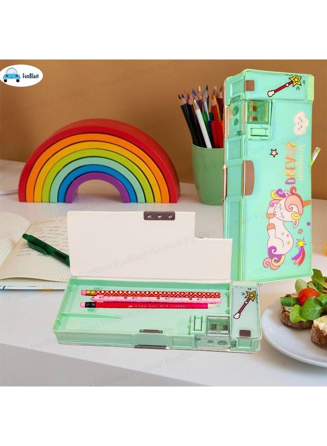 فنبلاست حافظة أقلام بلاستيكية مغناطيسية من فن بلاست مع مبراة، صندوق أقلام يونيكورن للأطفال، منظم أقلام وحافظة أقلام للأطفال، هدية عيد ميلاد للأطفال (أحلام سحرية) - متعدد الألوان - Image 2