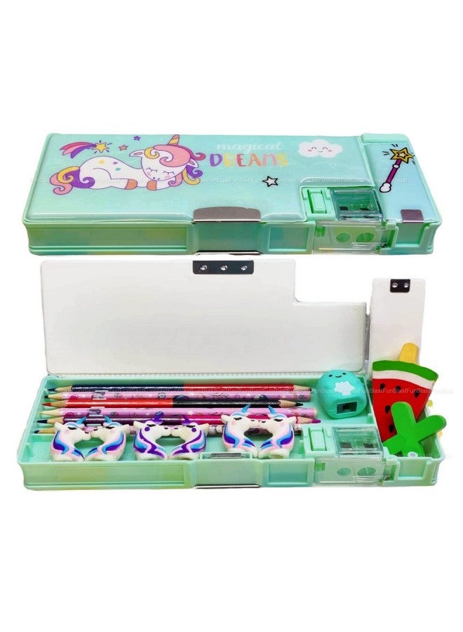 فنبلاست حافظة أقلام بلاستيكية مغناطيسية من فن بلاست مع مبراة، صندوق أقلام يونيكورن للأطفال، منظم أقلام وحافظة أقلام للأطفال، هدية عيد ميلاد للأطفال (أحلام سحرية) - متعدد الألوان - Image 1