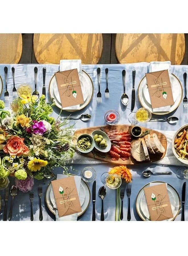 12 Packs Dried Flowers Greeting Card with Envelopes, Brown Retro Kraft Holiday Gift Card, DIY Invitation Wish Card Note Card Thank You Card for Birthday - Image 5