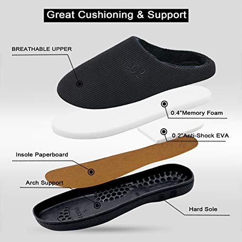DL Womens Memory Foam Slippers, Cozy Slip on House Slippers for Women Indoor Outdoor, Comfy Women's Bedroom Slippers Warm Soft Flannel Lining Home Slippers Size 9-10 Black - Image 4