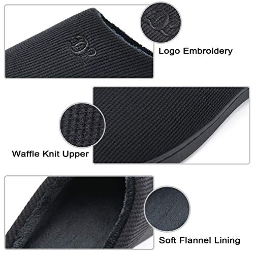 DL Womens Memory Foam Slippers, Cozy Slip on House Slippers for Women Indoor Outdoor, Comfy Women's Bedroom Slippers Warm Soft Flannel Lining Home Slippers Size 9-10 Black - Image 3