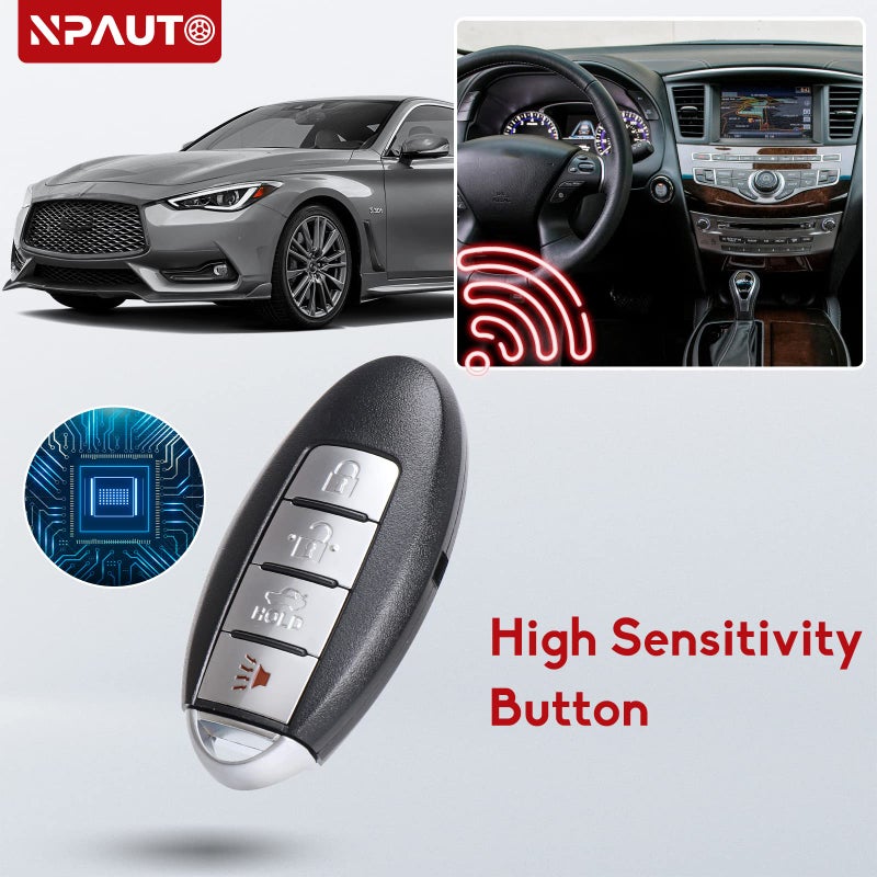 NPAUTO Key Fob Replacement Fits for Nissan Altima 2007-2012, Maxima Murano 09-14, Infiniti G25 G35 G37 FX35 Q60 & More Keyless Entry Remote Control Smart Proximity Car Key Fobs KR55WK48903 KR55WK49622 - Image 5