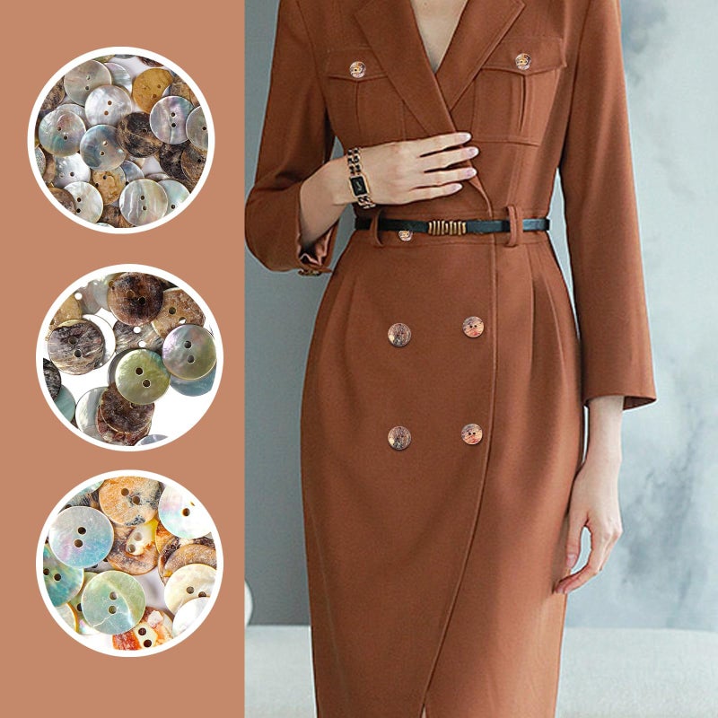 Chenkou Craft أزرار قشرة جديدة Upick 11/13/15/23 مم 100 قطعة للخياطة والحرف اليدوية 2 ثقوب (11 مم) - Image 3