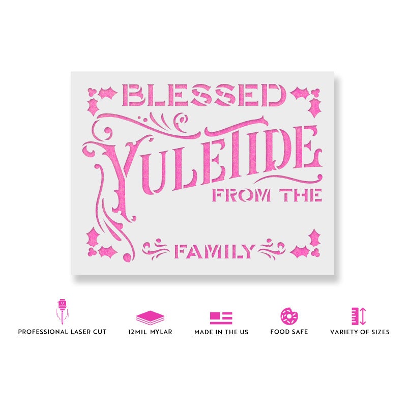Stencil Revolution Blessed Yuletide from Your Family Stencil - Reusable Stencils for Painting - Create DIY Blessed Yuletide from Your Family Crafts and Projects - Image 2