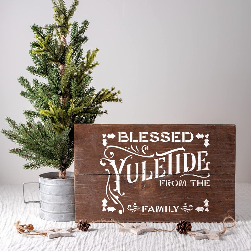 Stencil Revolution Blessed Yuletide from Your Family Stencil - Reusable Stencils for Painting - Create DIY Blessed Yuletide from Your Family Crafts and Projects - Image 3