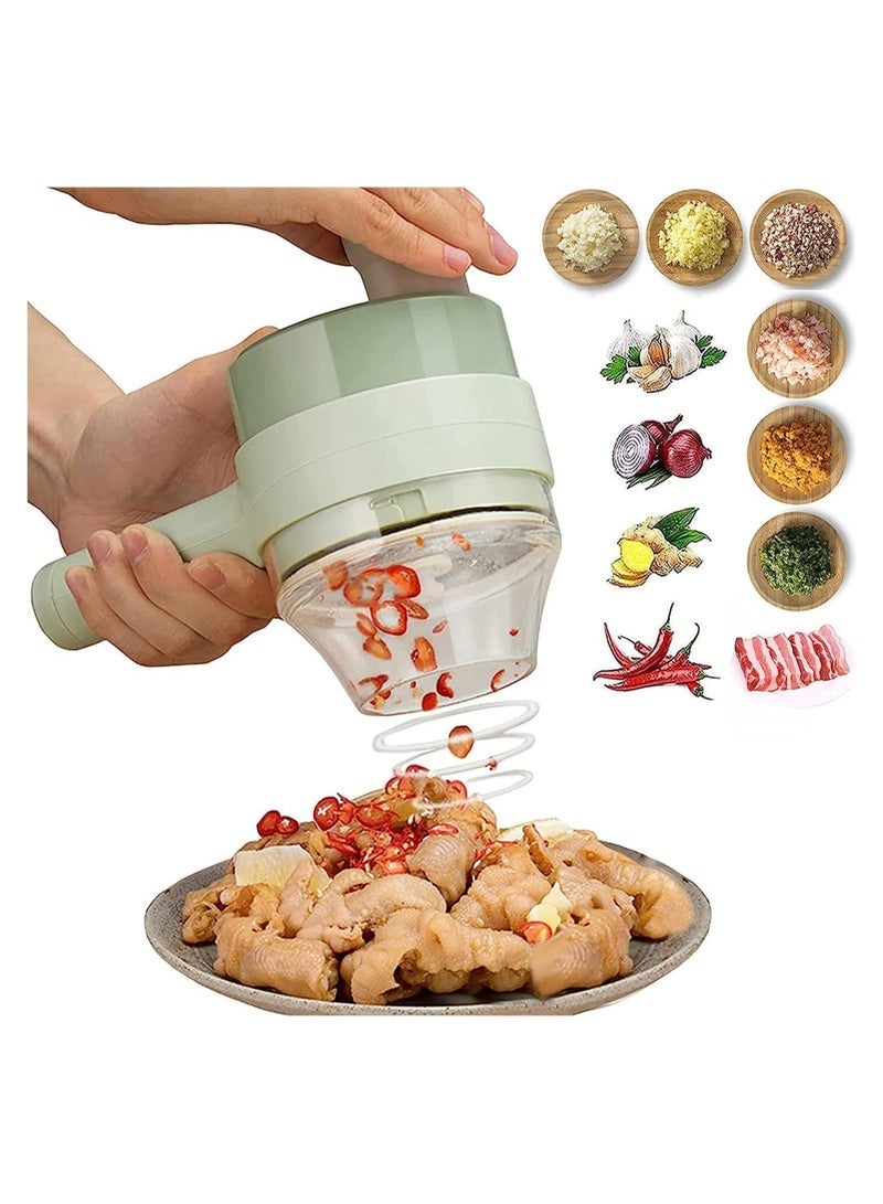 Electric Vegetable Cutter, No Suit for Large Vegetables, 4 in 1 Portable Handheld Electric Vegetable Cutter Set, Slicing, Cooking, Wireless Food Processor for Garlic Chili Onion - Image 1