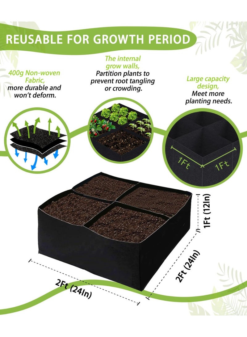 Arabest 2 Pack Fabric Grow Bags, Raised Garden Bed for Vegetable Herbs Flowers, Fabric Plant Pots Indoor Outdoor, 2x2x1ft - Image 2