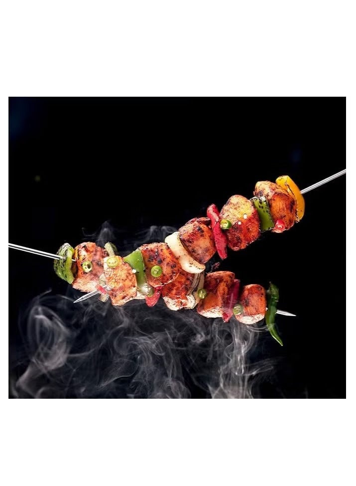 10-Pieces BBQ Skewer Set Silver 40 cm - Image 3