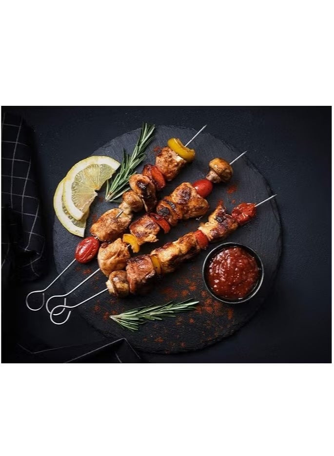 10-Pieces BBQ Skewer Set Silver 40 cm - Image 1