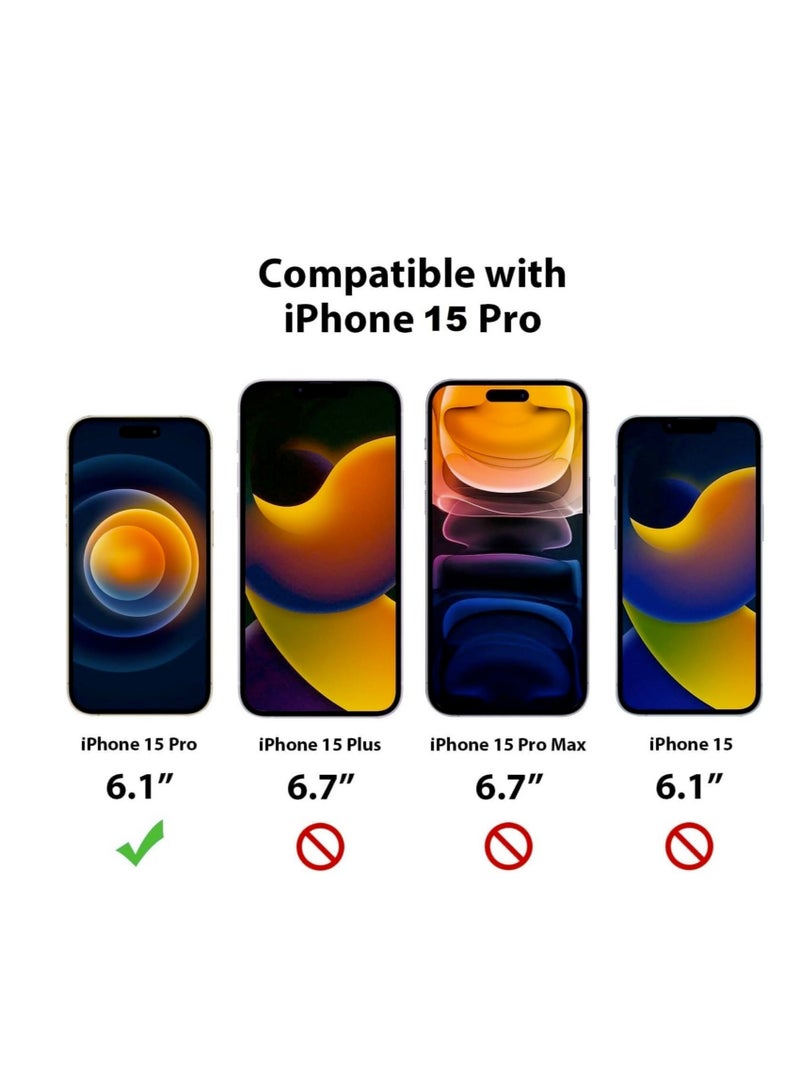 DUSALA Clear Screen Protector Compatible for iPhone 15 Pro, 9H Tempered Glass with Easy Installation Kit, Bubble free, Anti-spy, Scratch Resistant, Anti-Fingerprint glass - Image 2