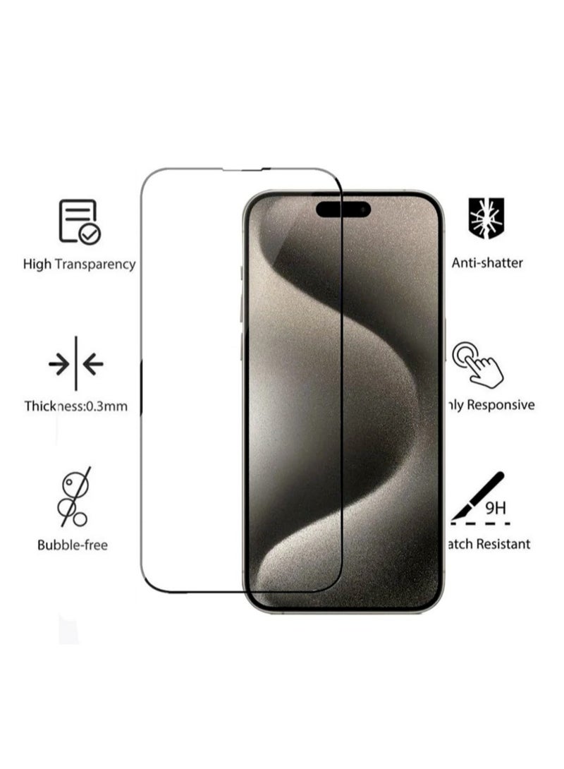 DUSALA Clear Screen Protector Compatible for iPhone 15 Pro, 9H Tempered Glass with Easy Installation Kit, Bubble free, Anti-spy, Scratch Resistant, Anti-Fingerprint glass - Image 3