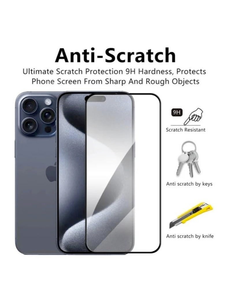DUSALA Clear Screen Protector Compatible for iPhone 15 Pro, 9H Tempered Glass with Easy Installation Kit, Bubble free, Anti-spy, Scratch Resistant, Anti-Fingerprint glass - Image 4