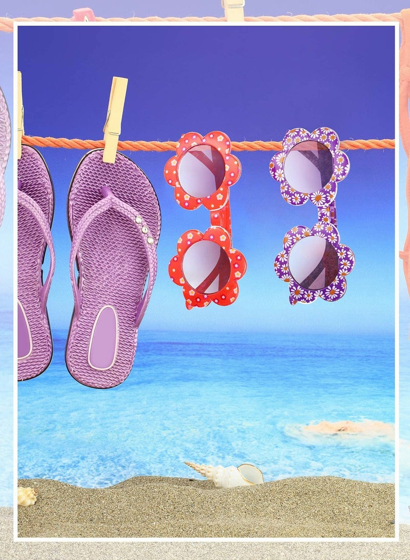 SOLARAE 6 Pcs Flower Kids Sunglasses Cute Round Sunglasses Colorful Flower Shaped Party Sunglasses for Toddler Kids Boys Girl Travel Outdoor Photography - Image 4