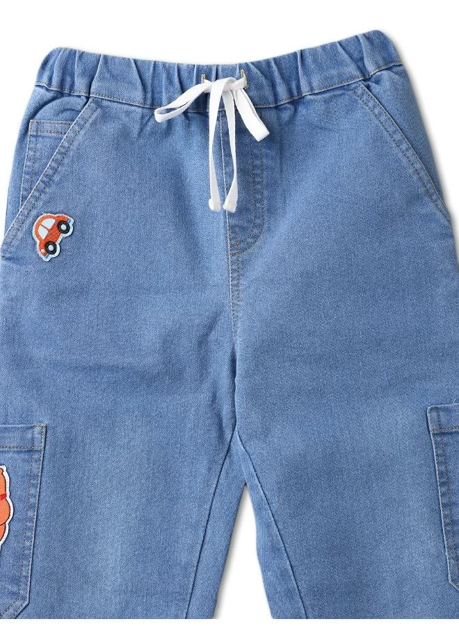 Nautinati Boys’ Denim Jeans| Animal and Car Badge |Jeans for 1-5 Years
