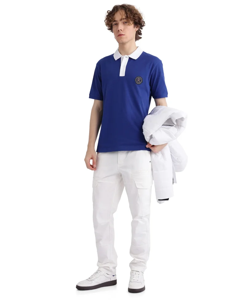 Rare Rabbit Men's Contrasting Collar Applique Badge Polo