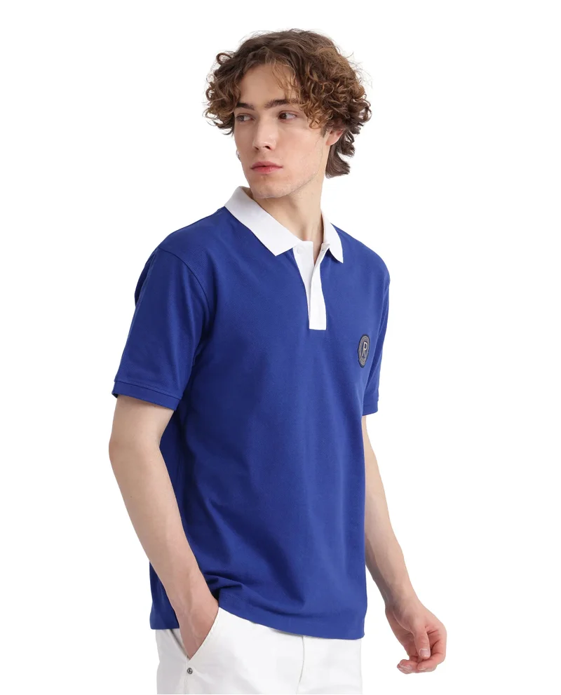 Rare Rabbit Men's Contrasting Collar Applique Badge Polo