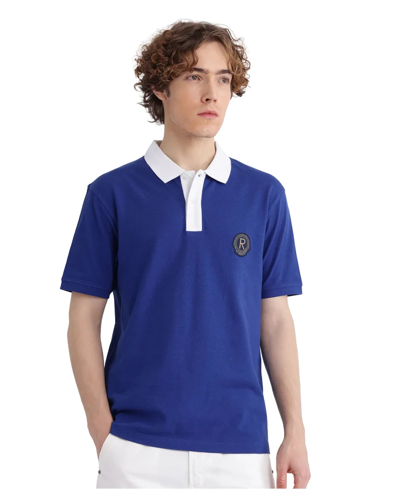 Rare Rabbit Men's Contrasting Collar Applique Badge Polo